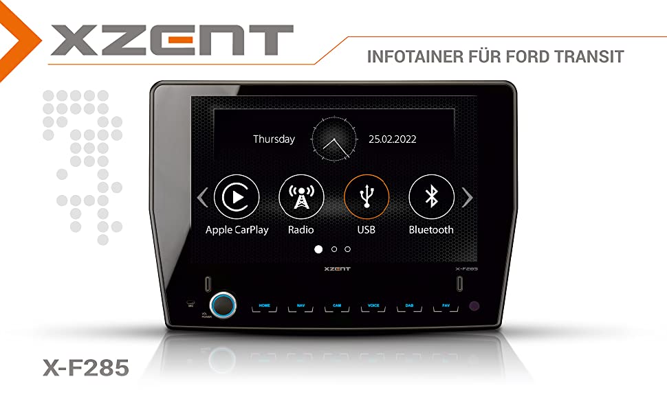 XZENT XF285 Autoradio, Navigation für Ford Transit Reisemobil